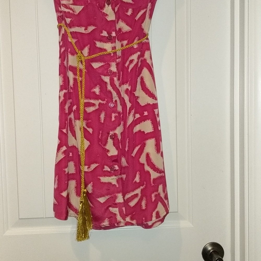 NWT MM Couture abstract pink/tan shirt dress,L - Picture 6 of 8